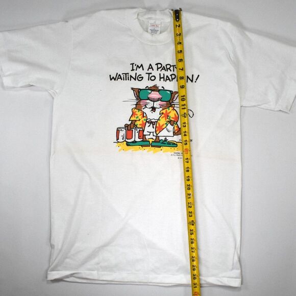 Vintage Single Stitch Hallmark Shoebox Greetings Party Cat T-shirt - XL - Picture 8 of 8